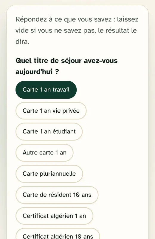 Quelques questions sur votre situation